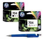 HP 704 Original Ink Cartridge (Black & Colour) (Set of 2) With ITGLOBAL 3in1 Multi-Function Pen