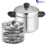 Blu Bel Stainless Steel 6 Plates Idly Maker (4 Cavities) Each Makes 24 Delicious Idli Induction & Standard Idli Maker (6 Plates , 24 Idlis )