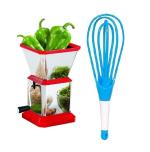 First Front Stainless Steel Chilly Cutter Cutter With Solid Plastic Whisk , Egg Beater and (Multicolour, Pack of 2)