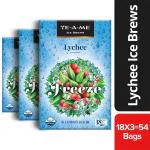 TE-A-ME Freeze Lychee Iced Infusion Tea, 54 Pyramid Infusion Tea Bags (Pack of 3 Boxes - 3 X 18 Tea Bags) | Ice Brews | Cold Brew | Flavoured Infusion Ice Tea | Ice Tea
