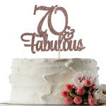 Festiko Glitter 70 Fabulous Cake Topper Number 70 Sign Happy 70th Birthday 70th Anniversary Party Decorations Rose Gold