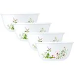 CORELLE Asia Collection Provence Garden 177 ml Katori Pack of 4 Glass Vegetable Bowl (White, Pack of 4)