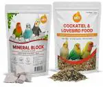 Boltz Combo Of Food For Cockatiel And Lovebird 1.2 Kg Natural Mineral Block 250 gm