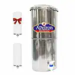 Apeiron Stainless Steel Non-Electric Water filter With 1 Ceramic Candle With Brass Knob 16 Liter