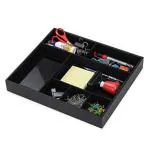 Azyeea Faux Leather Desk Organizer Tray| 7 Compartment for Multi-Functional, Office, Study Table, Bedside Tray, Cosmetic Organizer Tray(Black)