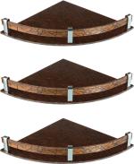 Flaner 9X9 Inch Acrylic Corner Shelf-Bathroom Shelf-Corner Shelves Acrylic Wall Shelf (No. Of Shelves - 3, Brown)