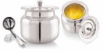 Mukti Stainless Steel Food Storage Jars & Containers|Ghee, Oil, Pickle Pot|Serving & Storing|Swadisht Ghee Pot with Spoon & Lid|200ml x 1