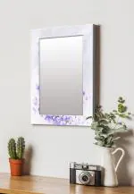 999Store Purple Rectangular MDF Flower Pattern Printed Wall Decorative Mirror 14 inch x 20 inch (MirrorSMP85)