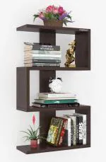 VADIX Engineered Wood Wall Mounted Books Shelf Racks Stand Self Tier 4 Wenge