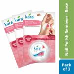 Kara Nail Polish Remover Wipes Rose 30 Pulls (Pack of 3), Enriched with Olive Oil & Vitamin E, Acetone Free, One Wipe Cleans Upto 10 Nails