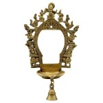 pujaNpujari Wall Hanging Diya with Bell Brass for Pooja Room Brass Table Diya (Height: 9 inch)