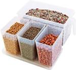 Groupon Plastic Fridge Storage Box With Lid And 3 Bins Containers (Combo Of 2)