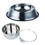 Pets Empire Steel Dog Bowl Medium 700 ml And Cage Bowl With Clamp Holder 800 ml