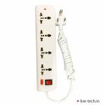 LIVE TECH PS07 White ABS Virgin Plastic Power strip with 4 Sockets (B083Q44144)