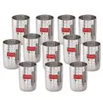 HAZEL Stainless Steel Glasses Set of 12 for Water & Juice | Hammered Finish Design Unbreakable Glass Set with Glossy Finish Design & Dishwasher Safe, 350 ML