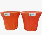 AgriFix Plastic 12 Inch Gamla Plant Pot Set For Garden Big Terrace Planter Pot Container (Pack of-2)