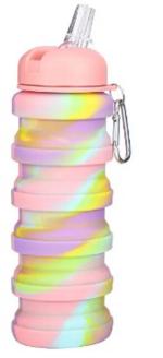 GROPUON Reusable BPA Free Expandable Water Bottle Folding And Leak Proof Collapsible Sipper With Snap Hook For Home, Office And Travelling Use Random Colours Pack Of 1