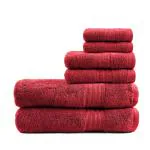 TRIDENT Crimson Soft Comfort 100% Air Rich Cotton Yarn Towels 550 GSM 6 Piece Set