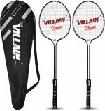 The Villain Classic Double Shaft Badminton Racket - Lightweight and Durable Multicolor Strung Badminton Racquet  (Pack of: 2, 150 g)