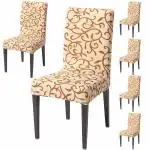 HOKIPO Dining Chair Cover Set of 6 Seater Stretchable Elastic Slipcovers (AR-4038-D1*6)