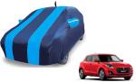 Auto Hub Car Cover Compatible for Maruti Suzuki Swift with Mirror and Antenna Pocket, Water resistant, Elastic Bottom, Triple Stitched, Wind Proof, Black-Blue