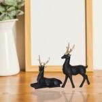Beckon Venture Polyresin Bird & Animal Showpiece Bv-Deerblack-Pair