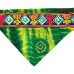 For The Fur Kids Dog Dress for Navratri/Diwali: Bandhani Dog Bandana with Embroidery (Green)