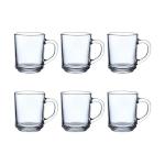Cracker Transparent Glass Mug Cup Set For Coffee And Tea 240ml (Pack Of 6)