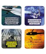 Whats Your Kick Set Your Goals High And Dont Stop Till You Get There Quotes Aircraft Quotes Printed Set of 4 Coaster With Metal Stand