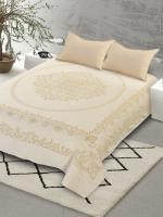 Saral Home Beige Queen Size Bedcover with 2 Pillow Covers 90 inch x 100 inch (SOS1591BEIGEGOLD)