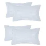 HOUSE FOX Zipper Cotton Pillow Covers/Cases/Protectors (NOT Pillow) Set of 2 Pair Or 4 Pcs,Size -18x28inch with Zip/Chain( White Striped)