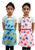 Switchon Multipurpose Multicolor Waterproof Cotton Apron for Kids (Pack of 2)