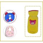 Teeny Weeny Combo of Cotton Baby Pillow/Head Shaping Neck Support Pilow, Waterproof Baby Cotton Bib & Velvet Baby Milk Bottle Cover (Blue + Yellow + Pink)