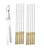 Urban Buy Stainless Steel Roti Chimta Tong With Wooden Sikhe Set and Multicolour, Pack of 2