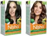 Nisha Creme Based Hair Color For Women and Men 60 gm Each (Pack Of 2) , Natural Black & Chocolate Brown