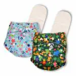 Deedry Oeko-Tex Certified Unisex Baby Cloth Diapers Washable & Reusable Diapers with Adjustable Snap Buttons| 3 Months- 3 Years| (With 2 Inserts, Combo of 2)