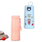 Welour Glass Multicolor Frank Sprite Flower And Cat Feature Water Bottle - 380 Ml (Set Of 2)