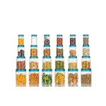 SELECTOR Plastic Containers I 24 Pcs Premium Qulity Hexa Air Tight Modular Kitchen Plastic Storage Containers Jars Combo Box Set Of 24 - 1000 ml, 600 ml, 300 ml,175 ml Plastic Grocery Container (Pack of 24,Sea- Green)