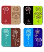 Whats Your Kick Dream Catcher Beautiful Design Vector Printed Set of 4 Coaster With Metal Stand