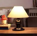 RSP Quality Bit Khadi Shade and Beautiful Table Lamp for Bedroom and Drawing Room (Black,Pack of 1)