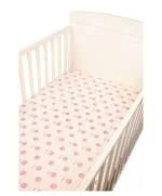 BLOOMING BUDS Cotton Printed Baby Fitted Cot Sheet, Off White Pink (0 to 3 Years) L 140 x B 70 x H 10 cm