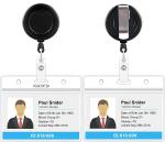 Shining Zon Single Side PVC Card Holder Badge Transparent for School Institute Office use for Horizontal With Black Yoyo Clip - Pack of 10