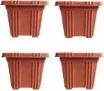 GreenLove New Gardening Square Plant Containers Gamla Flower Pot For Indoor And Outdoor Plant Container Set (Pack Of 4, Plastic)