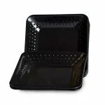 SAURA Gourmet Square Snacks Plate- Small- 12 Pieces Set (Black)