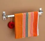 Callidus 304 Grade Stainless Steel Folding Towel Rod with Hooks for Bathroom Towel Bar Hanger Stand Bathroom Accessories (24 Inch Chrome Finish)