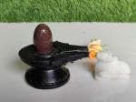 2.Inch Original/Natural Swayambhu Narmadeshwar Narmada Stone Shiva Lingam with 3 Inch Jaldhari Nandi, for Tempal Puja