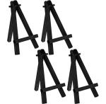 FRKB 5 inch Black Natural Wooden Mini Display Easel, Pack of 4 for Small Canvases, Crafts, Business Cards, Signs, Photos