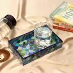 DULI Water and Heat Resistant Square Engineered Wood Serving Tray - 8 x 5 inch