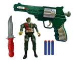DealBindaas Pistol Toy Gun Soft Blaster with 3 Safe Foam Bullets with Army Soldier & Knife