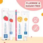 Mee Mee Fluoride-Free, Fortified with triple calcium phosphate Strawberry and Orange Flavor Toothpaste, 70 g (Pack of 2)
